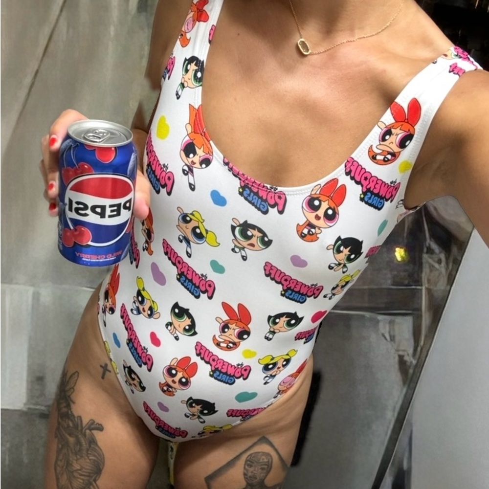 Colorful Powerpuff Girl One Piece Swimsuit Size Small